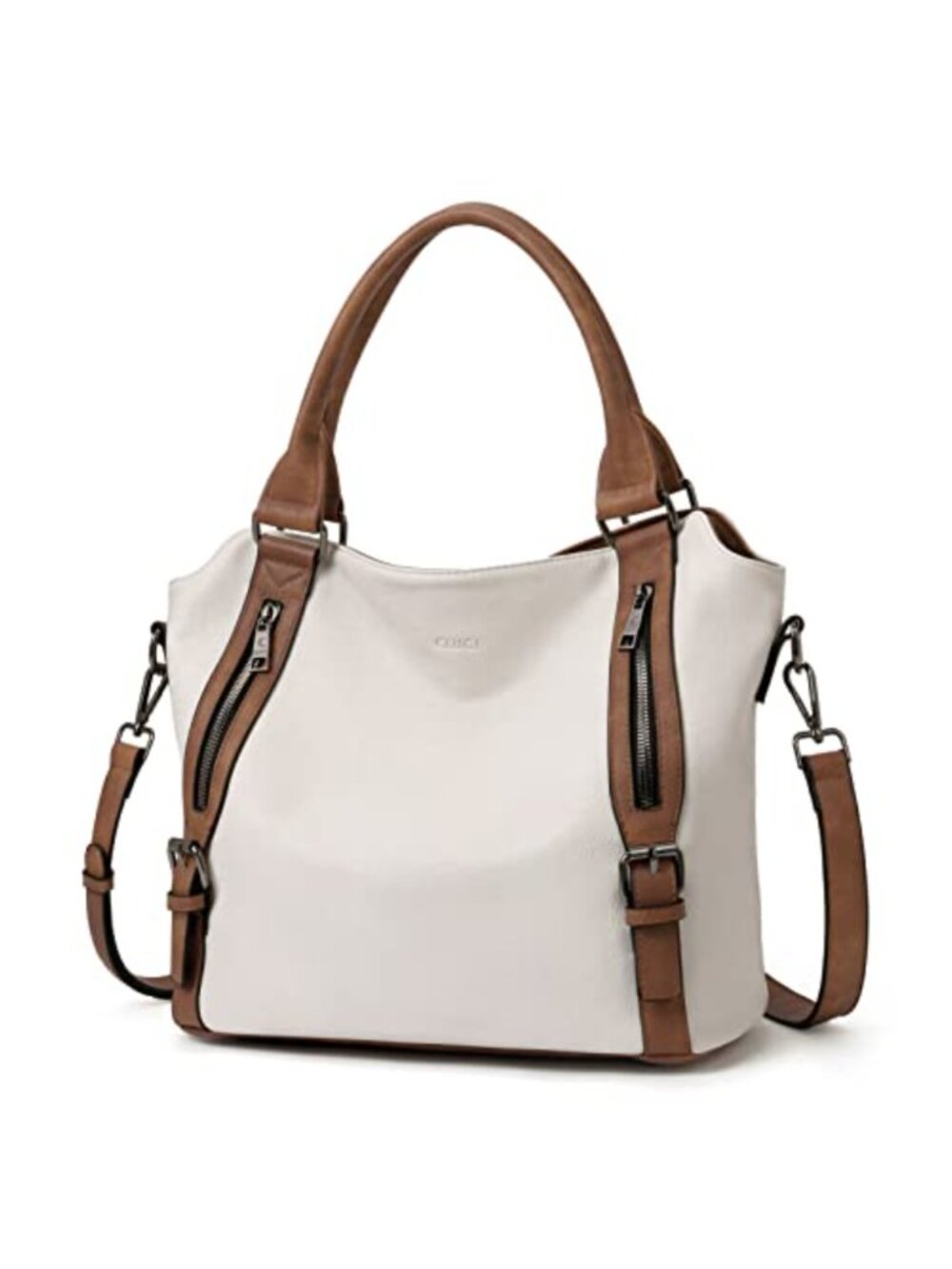 Vegan Leather Hobo Satchel Crossbody Shoulder Bag Multi-Pocket Tote
